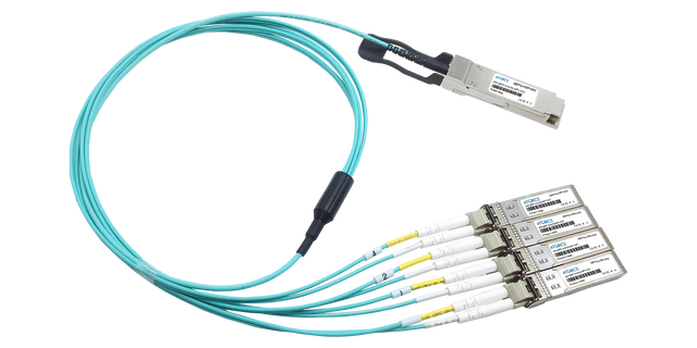 QSFP-4X10G-AOC25M-AR Arista® Compatible Active Optical Breakout Cable 40GBase QSFP+ to 4x10GBase SFP+ (850nm, MMF, 25m)