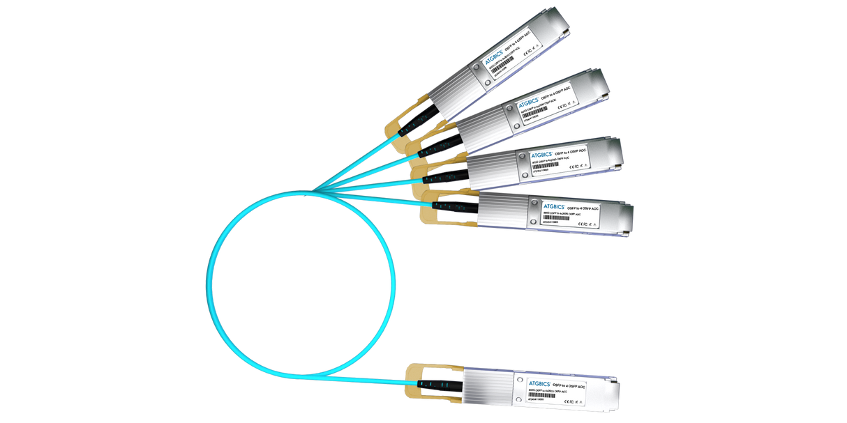 AOC-OSFP112-4X200G OSFP112-3M Universally Coded MSA Compliant Active Optical Breakout Cable 800GBase OSFP112 to 4X200GBase OSFP112 (850nm, MMF, 3m)