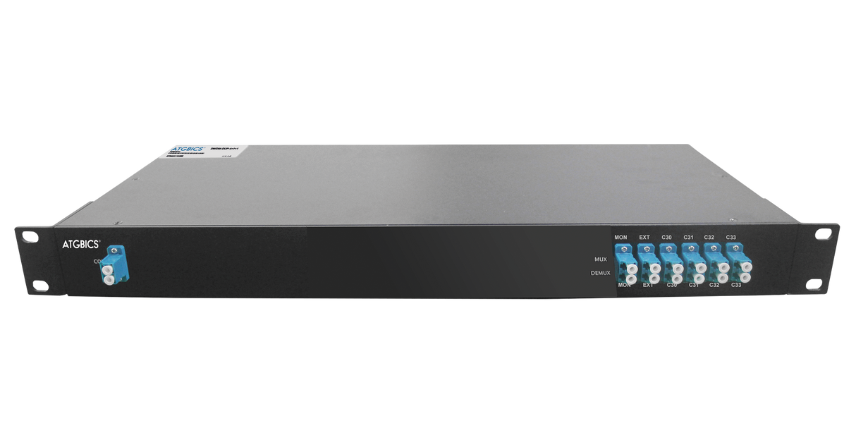 Mux Demux DWDM 4+1+1 Channel Duplex LC/UPC, Mon/Exp Ports, Ch30-33, 1RU, Ind Temp
