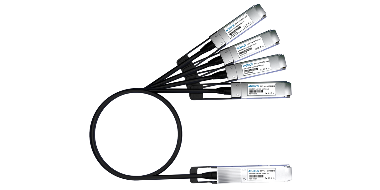 CAB-O-4Q-400G-3M Arista® compatible Direct Attach Copper Breakout Cable 400GBase CR8 OSFP to 4x100GBase CR2 QSFP (Passive, 3m)