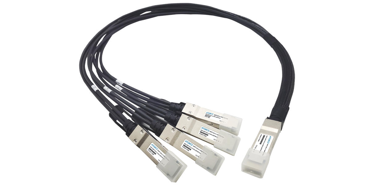 DAC-QSFDD-4xQSFP56-1.5M Universally Coded MSA Compatible Direct Attach Copper Breakout Cable 400GBase PAM4 QSFP-DD to 4x100GBase PAM4 QSFP56 (Passive Twinax, 1.5m)