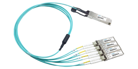 AOC-QSFP-4SFP10G-15M-AT Universally Coded MSA Compliant Active Optical Breakout Cable 40GBase QSFP+ to 4x10GBase SFP+ (850nm, MMF, 15m)