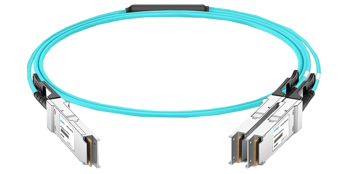 QSFP56-200G-2QSFP56-100G-AOC-20m H3C® compatible Active Optical Breakout Cable InfiniBand HDR 200GBase QSFP56 to 2x100GBase QSFP56 (850nm, MMF, 20m)