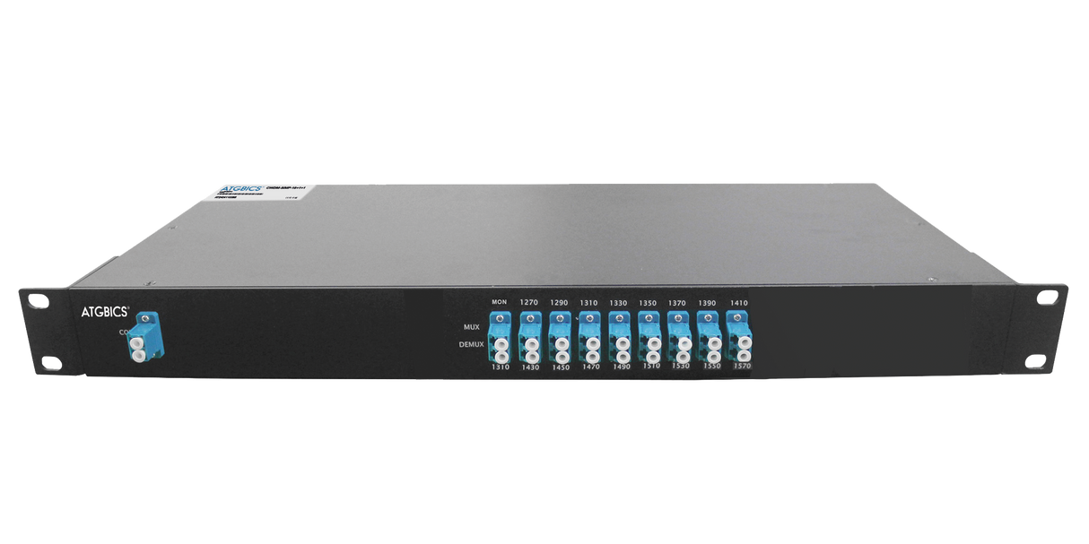 Mux Demux CWDM 16+1+1 Channel Simplex LC/UPC, Mon Port, 1270-1570nm, 1RU, Ind Temp 