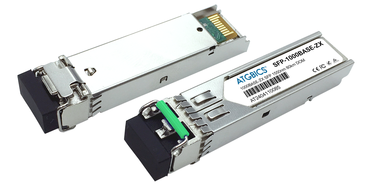 SFP-1GZXLC-T Moxa® Compatible Transceiver SFP 1000Base-ZX (1550nm, SMF, 80km, LC, DOM, Ind Temp), ATGBICS