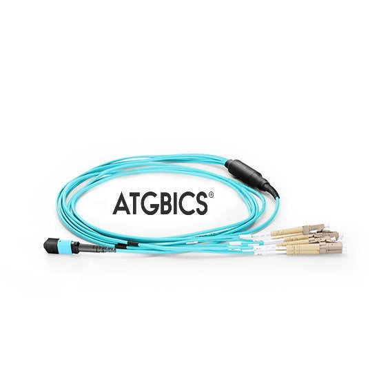 ATGBICS MPO Female-4 LC Duplex 8 Fibres OM3 50/125 Multimode Breakout Cable, Type B, LSZH 3.0, 7m