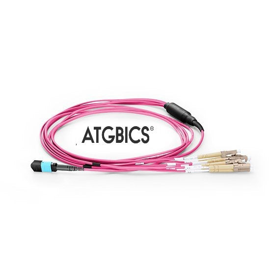 ATGBICS MPO Female-4 LC Duplex 8 Fibres OM4 50/125 Multimode Breakout Cable, Type B, LSZH 3.0, 1m