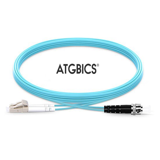 LC-ST OM4, Fibre Patch Cable, Multimode, Duplex, Aqua, 0.5m