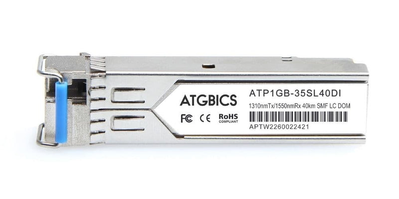 Part Number SFP-1G-BX53-D-I-AB, Allen Bradley Compatible Transceiver SFP 1000Base-BX-D (Tx1550nm/Rx1310nm, SMF, 10km, DOM, Ind Temp), ATGBICS