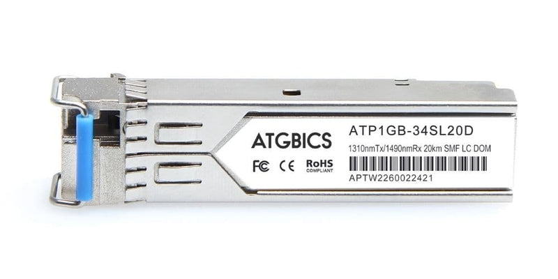 Part Number GLC-BX-U20-RGD, Cisco Compatible Transceiver SFP 1000Base-BX-U (Tx1310nm/Rx1490nm, 20km, SMF, DOM, Ind Temp), ATGBICS