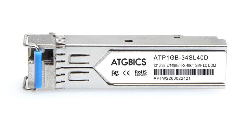 Part Number SFP-1G-BXU-40-AR, Arista Compatible Transceiver SFP 1000Base-BX-U (Tx1310nm/Rx1490nm, 40km, SMF, DOM), ATGBICS