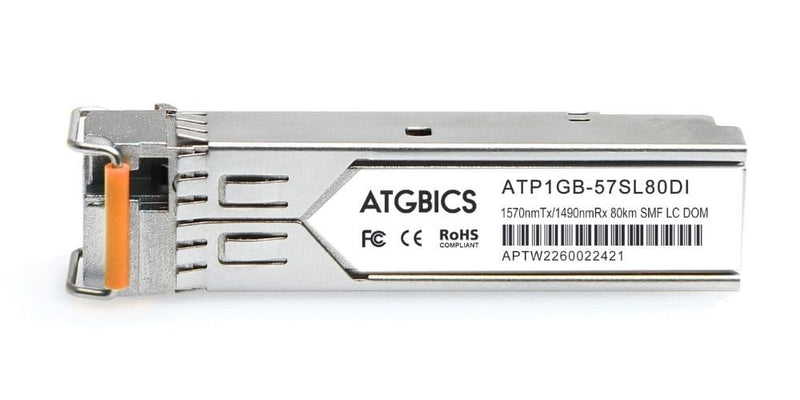Part Number SFP-22BH, Rad Compatible Transceiver SFP 1000Base-BX-D (Tx1570nm/Rx1490nm, 80km, SMF, DOM, Ind temp), ATGBICS