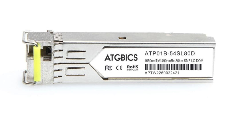 Part Number 1184543P-BX54, AdTran Compatible Transceiver SFP 100Base-BX-D (Tx1550nm/Rx1490nm, 80km, SMF, DOM), ATGBICS