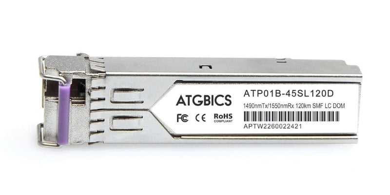 Part Number 1184543P-BX45-120, AdTran Compatible Transceiver SFP 100Base-BX-U (Tx1490nm/Rx1550nm, 120km, SMF, DOM), ATGBICS