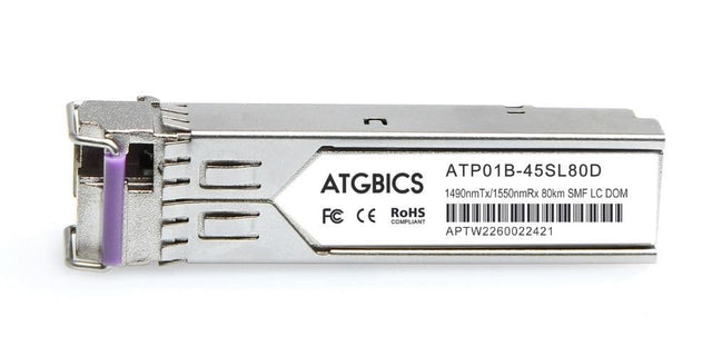 1184543P-BX45 AdTran® Compatible Transceiver SFP 100Base-BX-U (Tx1490nm/Rx1550nm, SMF, 80km, LC, DOM), ATGBICS