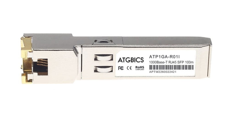 Part Number AXFE-R1S4-05H1, Ciena Compatible Transceiver SFP 10/100/1000Base-T (Copper RJ45, Ind Temp, 100m, ATGBICS