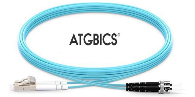 LC-ST OM3, Fibre Patch Cable, Multimode, Duplex, Aqua, 1m, ATGBICS