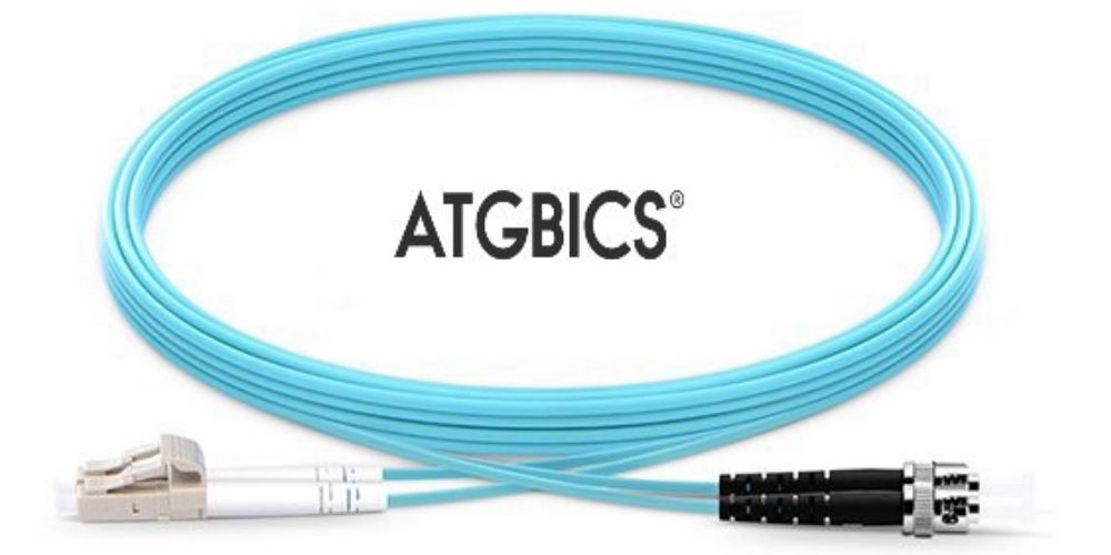 LC-ST OM3, Fibre Patch Cable, Multimode, Duplex, Aqua, 50m, ATGBICS