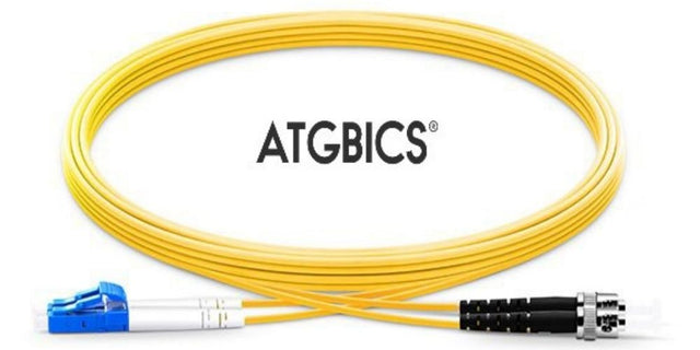 LC-ST OS2, Fibre Patch Cable, Singlemode, Duplex, Yellow, 1m, ATGBICS