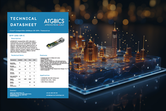 Futuristic digital art of a city background with a sample technical datasheet in the foreground.
