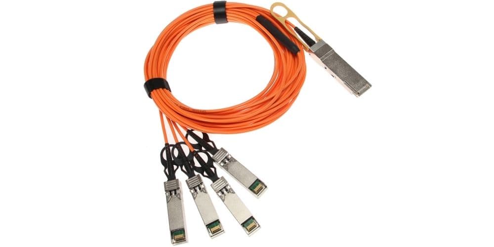 QSFP-4X10G-AOC15M-AR Arista® Compatible Active Optical Breakout Cable 40GBase QSFP+ to 4x10GBase SFP+ (850nm, MMF, 15m), ATGBICS