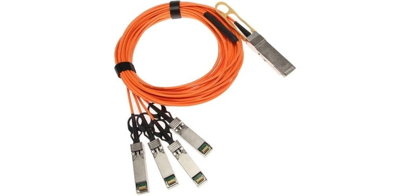 Part Number ET6402-10AOC-15M, Edgecore Compatible Active Optical Breakout Cable 40G QSFP+ to 4x10G SFP+ (15m), ATGBICS