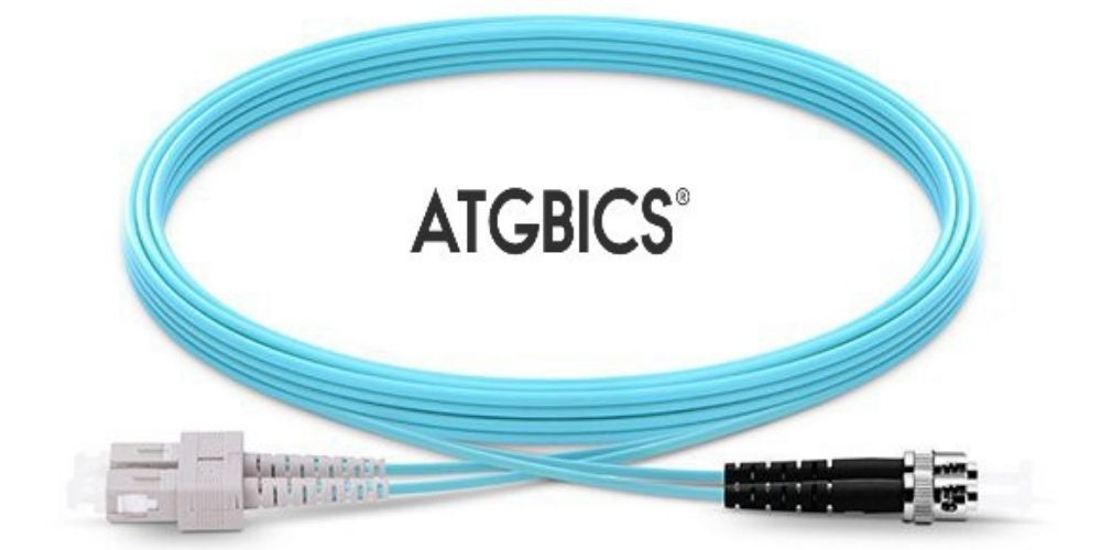 SC-ST OM3, Fibre Patch Cable, Multimode, Duplex, Aqua, 10m, ATGBICS