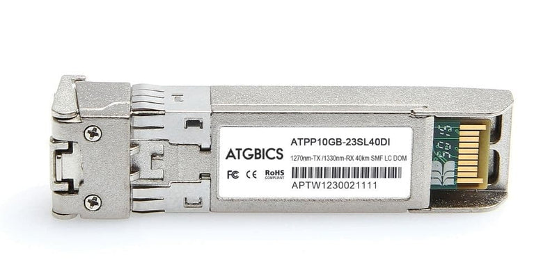 Part Number SFP-10G-BX-U-40-AR-I, Arista Compatible Transceiver SFP+ 10GBase-BX-U (Tx1270nm/Rx1330nm, 40km, SMF, DOM, Ind Temp), ATGBICS