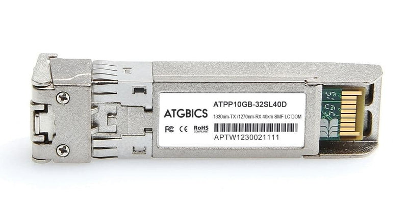 Part Number SFP-10GB-BX-D-40-CN2, Ciena Compatible Transceiver SFP+ 10GBase-BX-D (Tx1330nm/Rx1270nm, 40km, SMF, DOM), ATGBICS
