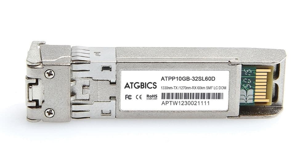 JNP-SFP-10G-BX60D Juniper® Compatible Transceiver SFP+ 10GBase-BX-D (Tx1330nm/Rx1270nm, SMF, 60km, LC, DOM), ATGBICS