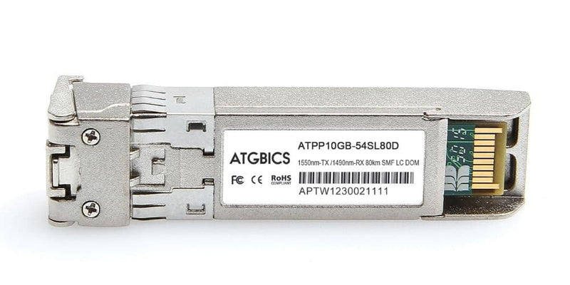 Part Number SFP-10GB-BX-D-80-CN2, Ciena Compatible Transceiver SFP+ 10GBase-BX-D (Tx1550nm/Rx1490nm, 80km, SMF, DOM), ATGBICS