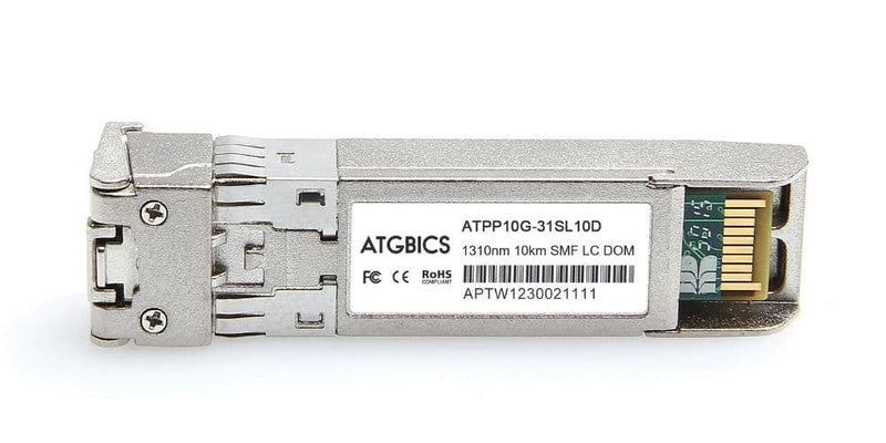 Part Number AFCT-739SMZ-LV1, Avago Broadcom Compatible Transceiver SFP+ 10GBase-LR (1310nm, SMF, 10km, DOM), ATGBICS