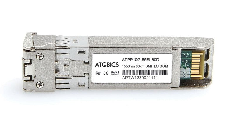 Part Number MTB-LR80, Planet Compatible Transceiver SFP+ 10GBase-ZR and OTU2e (1550nm, SMF, 80km, LC, DOM) , ATGBICS
