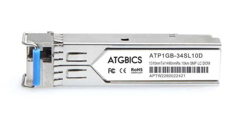 Part Number SFP-1G-BX-U-AB, Allen Bradley Compatible Transceiver SFP 1000Base-BX-U (Tx1310nm/Rx1490nm, 10km, SMF, DOM), ATGBICS