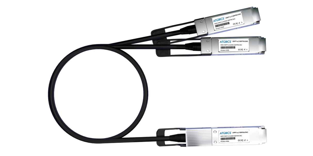 QDD-2X200G-1M Juniper® compatible Direct Attach Copper Breakout Cable 400GBase PAM4 QSFP-DD to 2x200GBase QSFP56 (Passive Twinax, 1m)