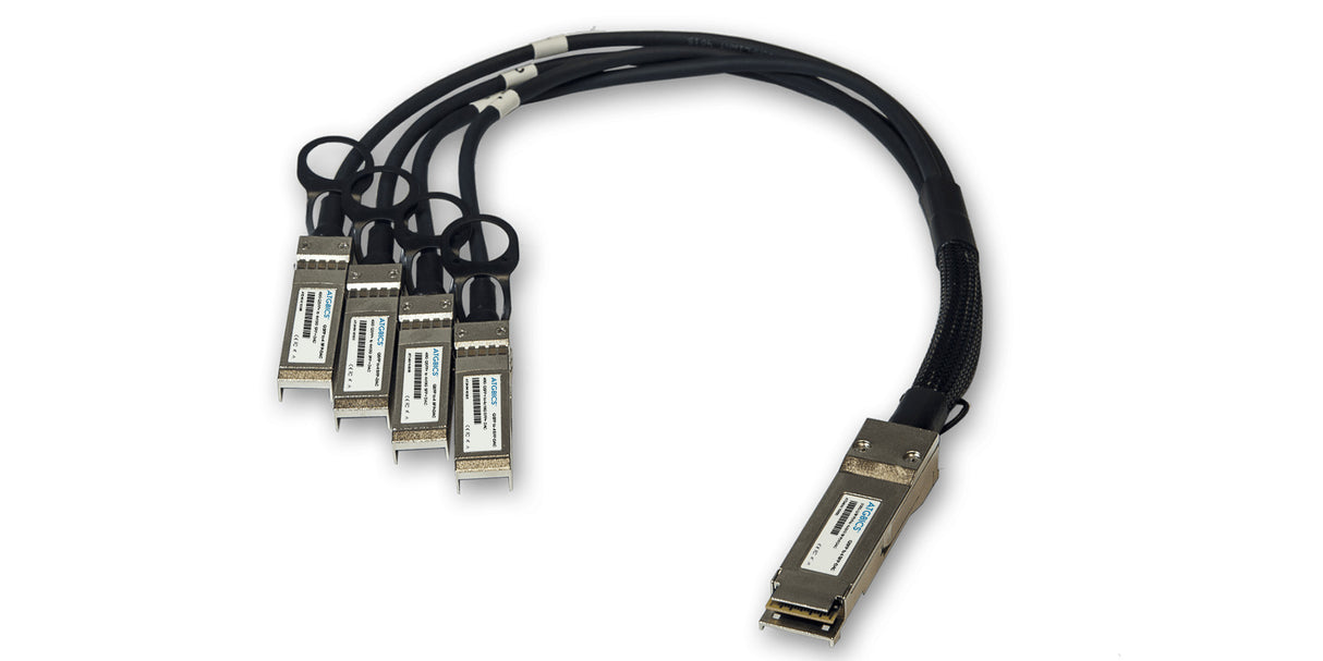 DAC-QSFP-4SFP10G-5M-AT Universally Coded MSA Compliant Direct Attach Copper Breakout Cable 40GBase-CU QSFP+ to 4x10GBase-CU SFP+ (Passive Twinax, 5m)