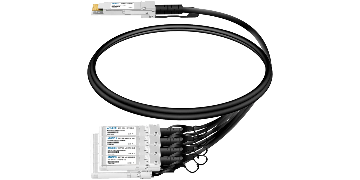 DAC-QSFPDD-8QSFP50G-1.5M-AT Universally Coded MSA Compliant Direct Attach Copper Breakout Cable 400GBase-CU QSFP-DD to 8x50GBase-CU SFP56 (Passive Twinax, 1.5m)