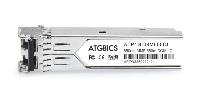 Part Number AFBR-5715APZ, Avago Broadcom Compatible Transceiver SFP 1000Base-SX (850nm, MMF, 550m, DOM, Ind Temp), ATGBICS