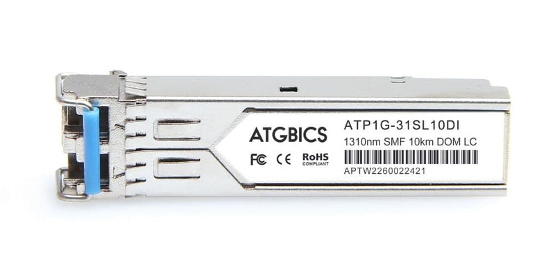 Part Number AFCT-5715PZ-SC2, Avago Broadcom Compatible Transceiver SFP 1000Base-LX (1310nm, SMF, 10km, DOM, Ext Temp), ATGBICS