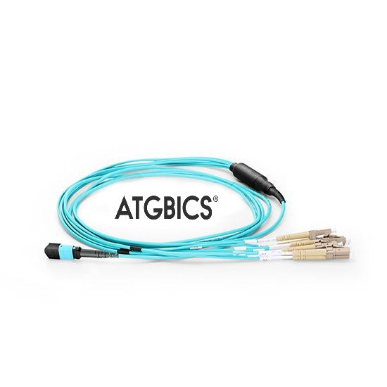 ATGBICS MPO Female-4 LC Duplex 8 Fibres OM3 50/125 Multimode Breakout Cable, Type B, LSZH 3.0, 1m