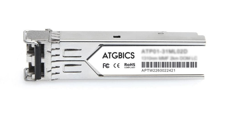 Part Number SFP-2.5GSLC-T, Moxa Compatible Transceiver SFP 2.5GBase-FX (1310nm, SMF, 5km, LC, DOM, Ind Temp), ATGBICS