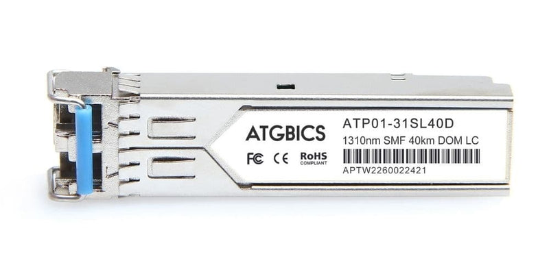 Part Number AFCT-5760NPZ, Avago Broadcom Compatible Transceiver SFP 100Base-EX (1310nm, SMF, 40km, DOM, Ext Temp), ATGBICS