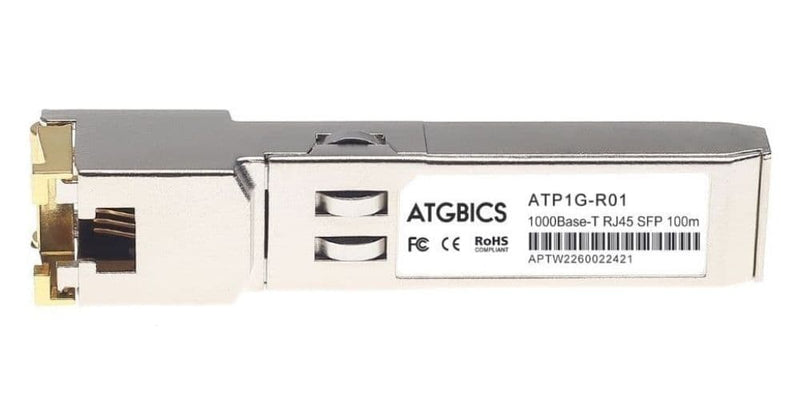 Part Number SFP-2.5G-T-MSA-AT, Universally Coded MSA Compliant Transceiver SFP 2.5GBase-T (RJ45, Copper, 100m), ATGBICS