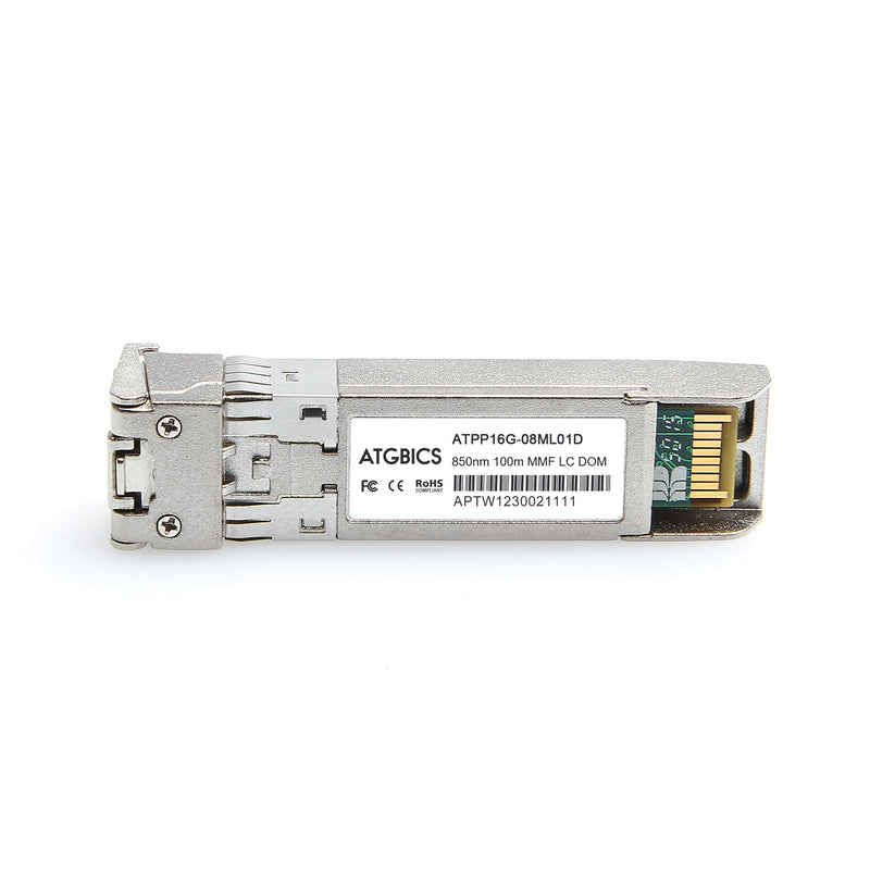 Part Number FTLF8529P5BNV, Finisar Compatible Transceiver SFP+ 4.25/8.5/14.025 Fibre Channel-SW (850nm, MMF, 100m, DOM, Ext Temp), ATGBICS