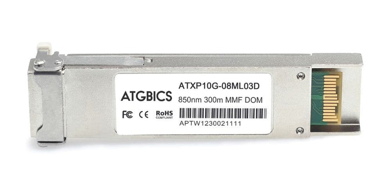 Part Number XFP-10GE-SR, Juniper Compatible Transceiver XFP 10GBase (850nm, MMF, 300m, DOM), ATGBICS